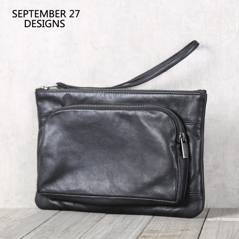 

Сумка-клатч мужская из натуральной кожи, Роскошный деловой клатч ручной работы из воловьей кожи, сумочка-конверт для сотового телефона и ipad