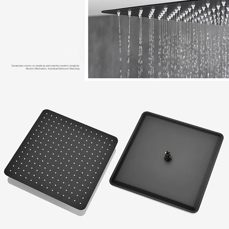 bakala black stainless steel square black shower set bathroom rain shower head faucet shower mixer handheld shower spray set free global shipping