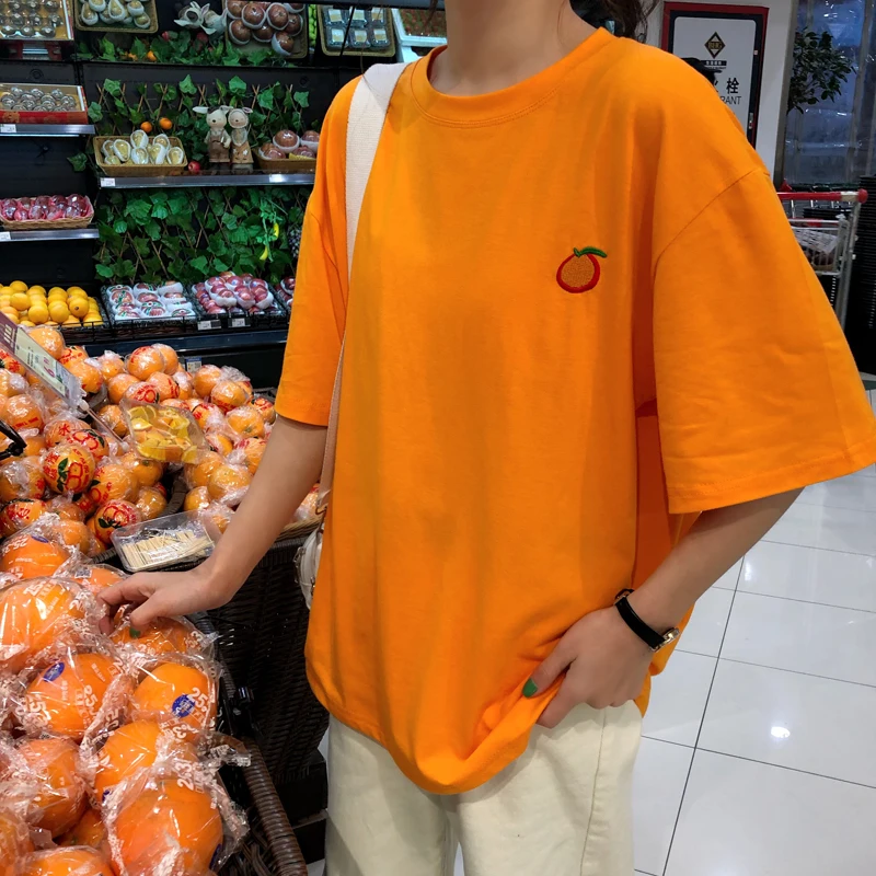 Милая мультяшная футболка с принтом граффити и фруктов Корейская винтажная