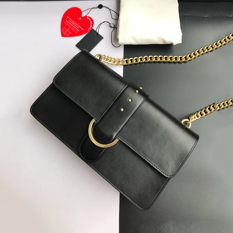 

2021 luxury brand PINK Love Bird Vintage rivets bag for women shoulder bag Real leather bag high quality luxury handbags