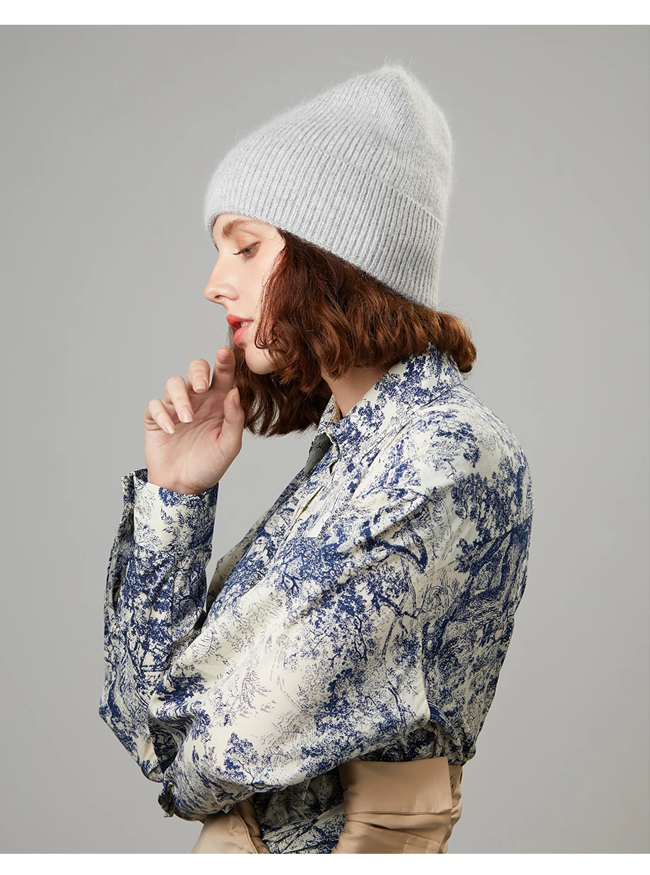 Вязаные шапки, зимние женские шапки, теплые шапки Skullies Beanies, высококачественные женские шапки из кроличьей шерсти, женская шапка