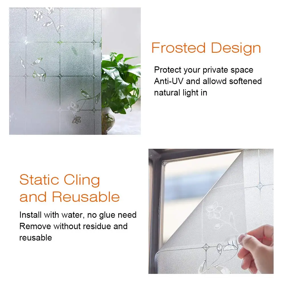 Витражная 3D пленка для окон матовая самоклеящаяся уединенная наклейка