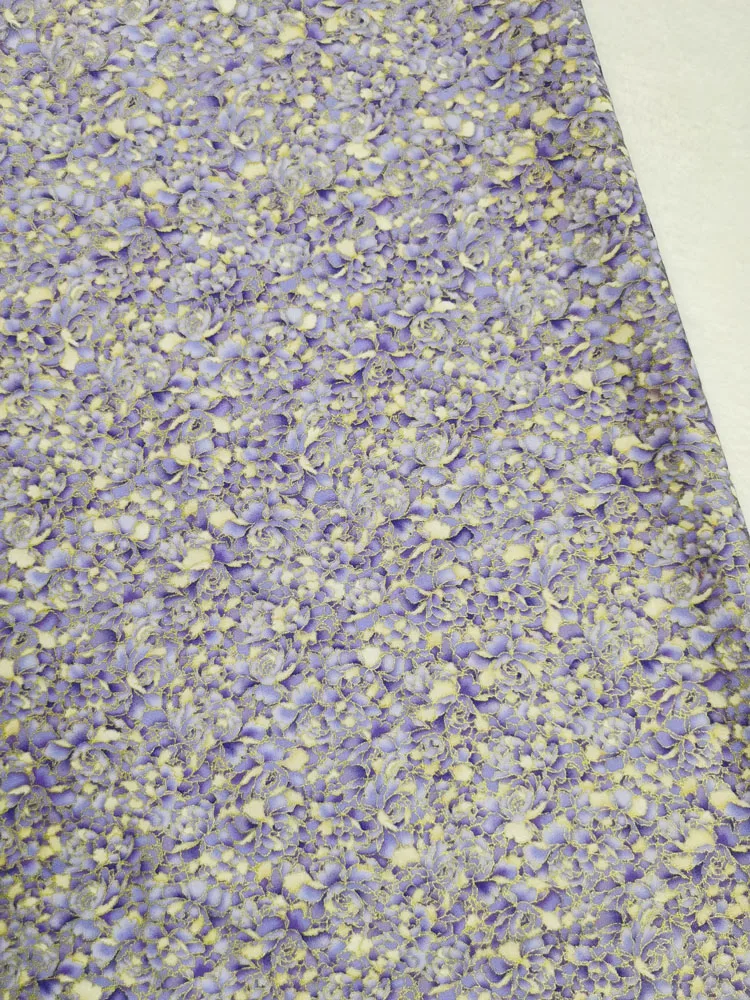

meter Purple Flora Rose Golden Glitter Stamping Embossing Mysterious Plain Cotton Fabric DIY sewing Clothing Tissue Telas