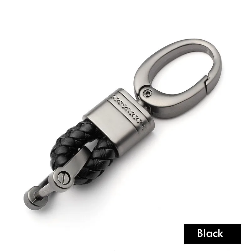 

Leather Rope Keychain For Car Hand Woven Horseshoe Buckle Key Rings Detachable Metal Luxury Key Chains Couple Auto Gift