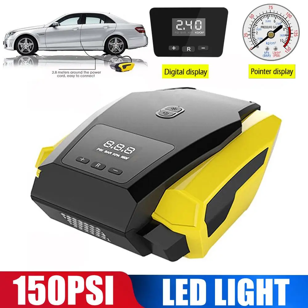 

Multi-Purpose Air Compressor Digital 12V Fast LED Light Air Pump Portable Tire Inflator
