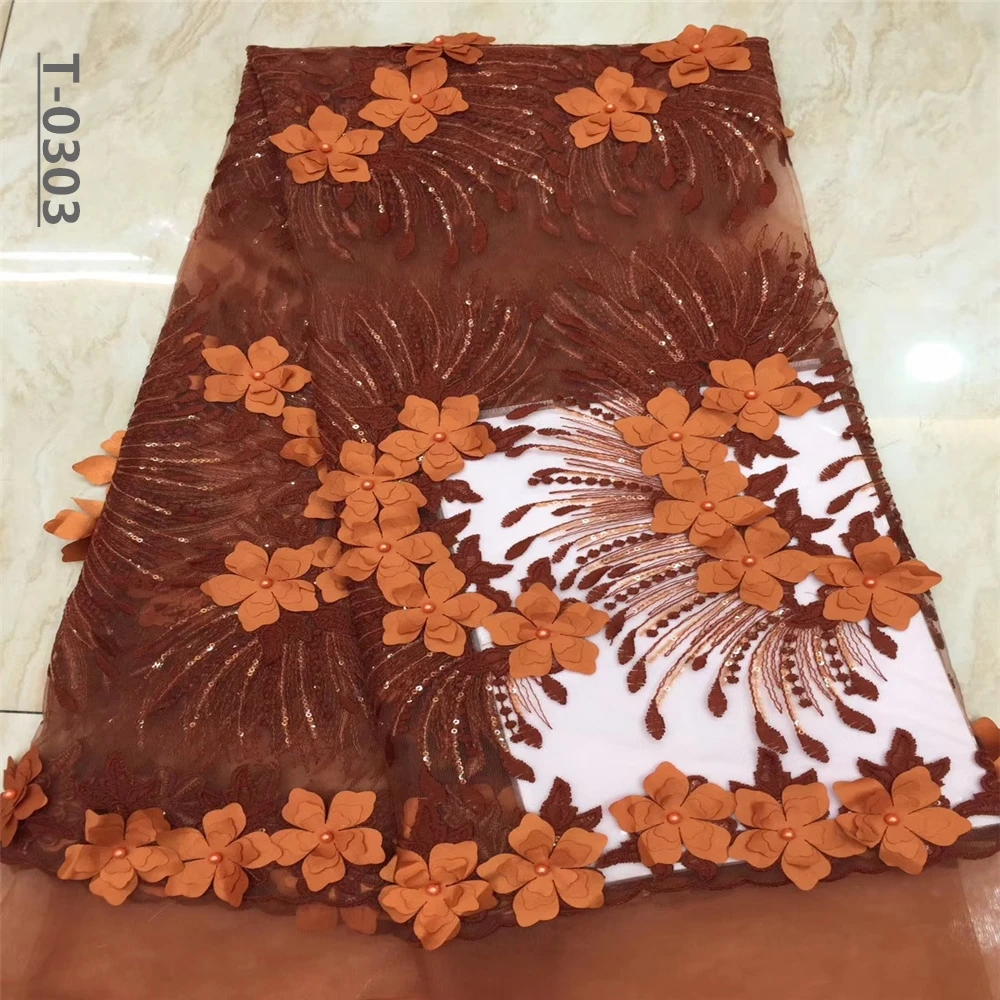 Нигерия 3d Цветочная кружевная ткань высокое качество сетчатые кружева с