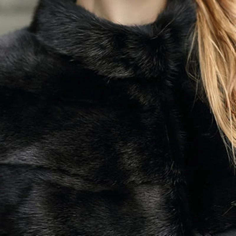 Женское длинное пальто из овчины натуральной кожи с меховым воротником зима 2020 |