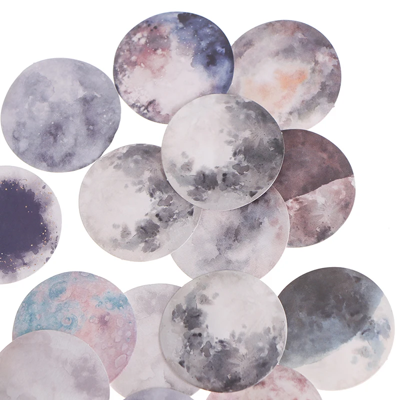 

46Pcs/Box Stickers Into The Moon Hotel Kids Sticker Scrapbooking Mars Sun Planet Universe Star 3D Milky Way Planet