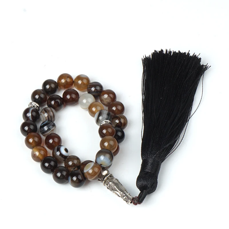 Горячая розовая синяя коричневая полоса линия агат оникс бусины кисточки 33 шт.