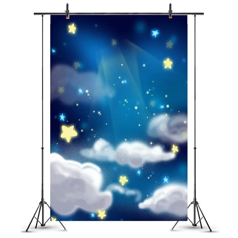 

Silent Night Sky Dark Blue Twinkle Shiny Star Photography Backdrops Newborn Baby Shower Photographic Background For Photo Studio