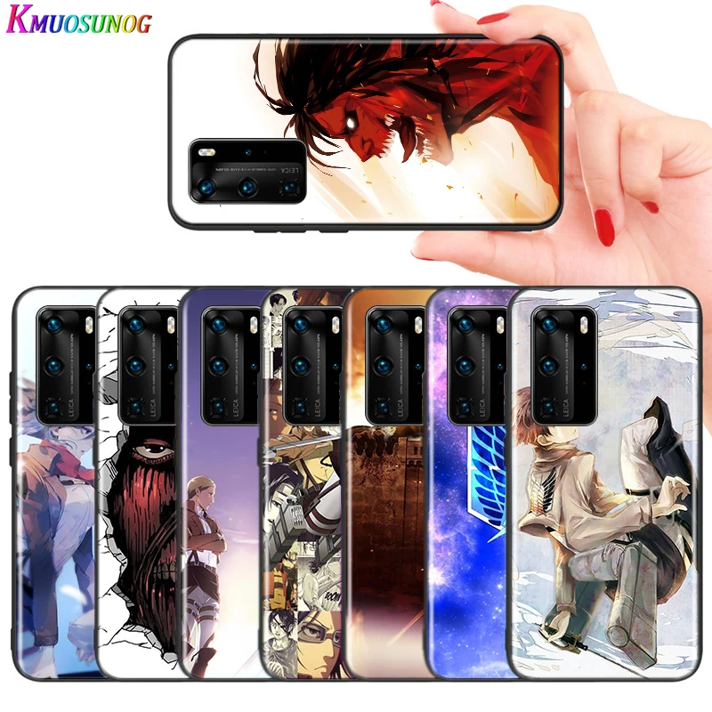 

For Huawei P40 P30 P20 Pro Lite E Plus 5G Bright Black Phone Case Attack on Titan For Huawei P10 P9 P8 Lite Cover