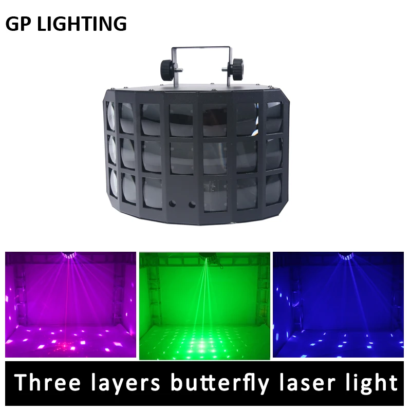 Three layers butterfly stage laser light led disco decoration party projector