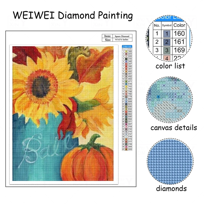 WEIWEI Diamond Embroidery Thanksgiving 5D Diy Handmade Gift Pumpkin Painting Cross Stitch Mosaic Rhinestones Kits Decor | Дом и сад