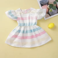 2020 new european and american spring and summer hot spot doll collar striped short sleeve girls dress