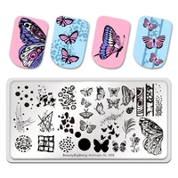 new beautybigbang 612cm nail stamping plates butterfly theme stainless steel cute animal image nail art templates
