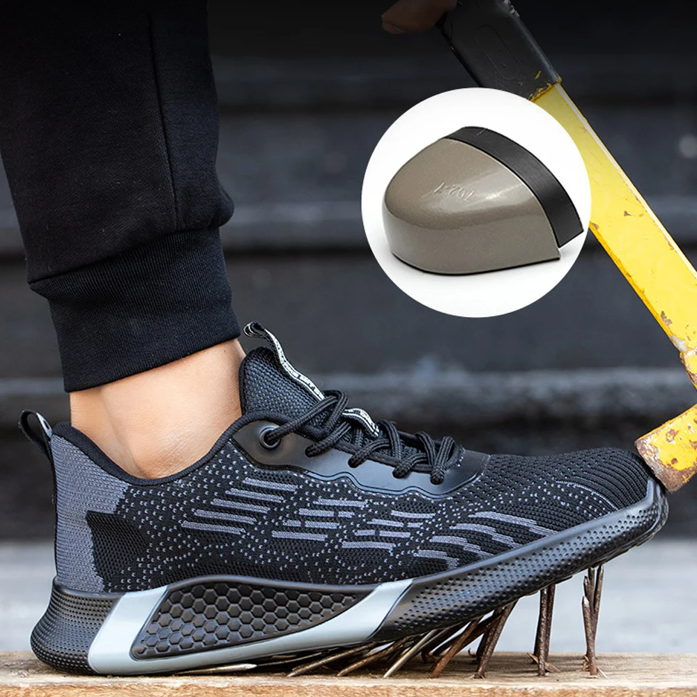 

2021 Fashion Safety Shoes Indestructible Man Safety Sneakers Lightweight Anti-smashing Work Shoes PunctureProof Protective Boots