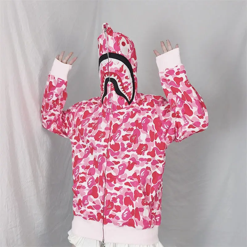 

Hoodie Winter Camouflage Bape Shark Sweatshirt Coat Men Women Hip Hop Fashion Oversize Hoodies Cardigan Zipper Hoodies Jacket