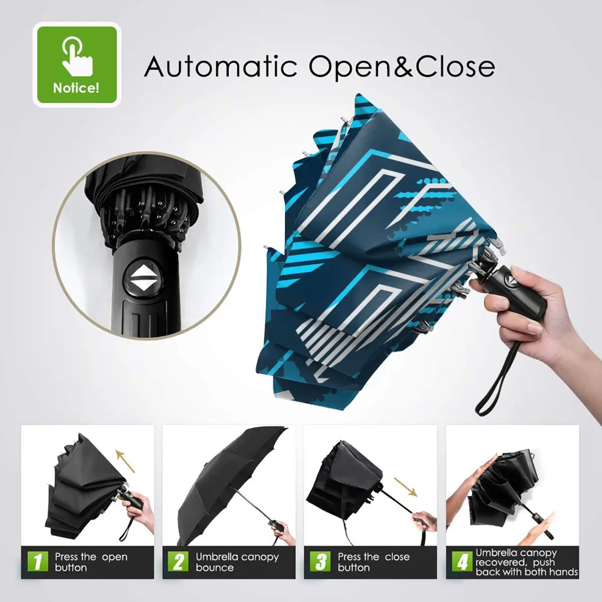 Online Ombrello Soleggiato Modello Di Arte Astratta Pieghevole Automatico Portatile Uomo Donna Ombrello Protezione Solare Pioggia Antivento Ombrellone Da Spiaggia