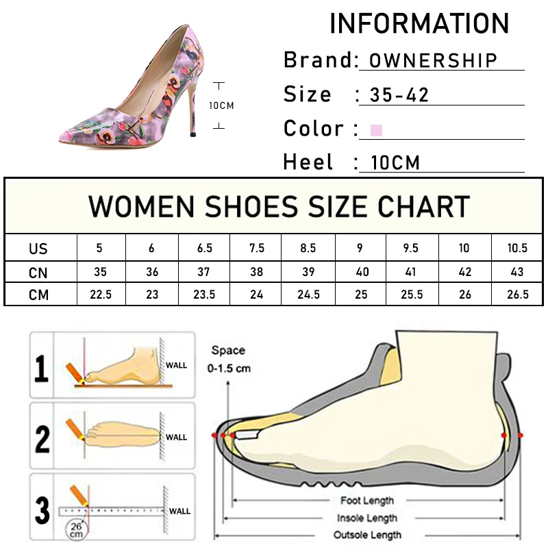 

Woman Spring Autumn Thin High Heels 2021 Women's Stilettos Pointed Toe Ladies Sexy Pumps Female Print Slip On Women Party Shoes