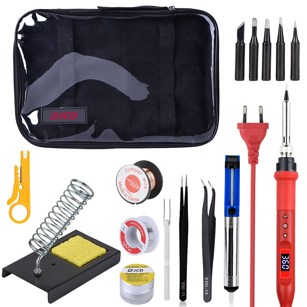 

JCD Soldering Iron Kits 80W 220V/110V Multi-function Button Soldeing Station Adjustable Temperature Solder Iron Tips 908U