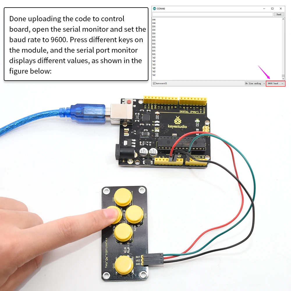 Кнопочный модуль Keyestudio AD для Arduino|Аксессуары демонстрационных стендов| |