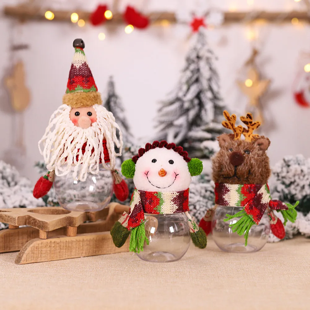 

Christmas Candy Jar Storage Bottle Santa Bag Xmas Sweet Gift Bag Box For Kids Christmas Tree Decoration Festive Party Home Decor