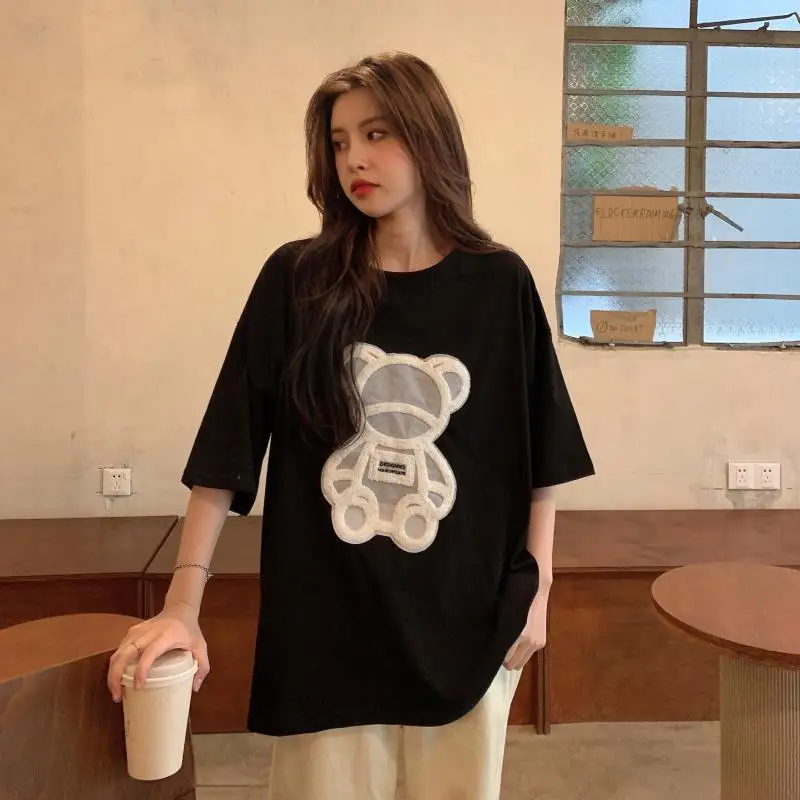 

YJ1921 women loose all-match casual jacket design sense niche western style short-sleeved T-shirt