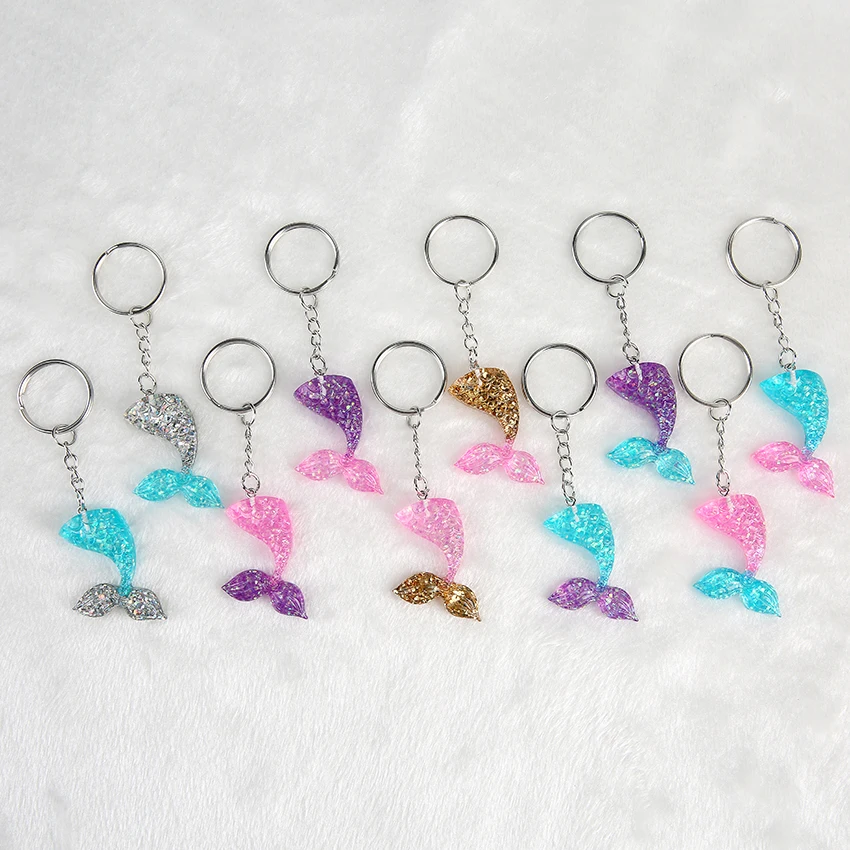1 шт. многоцветный Flatback Русалка из смолы брелок с хвостиком сумка блестками
