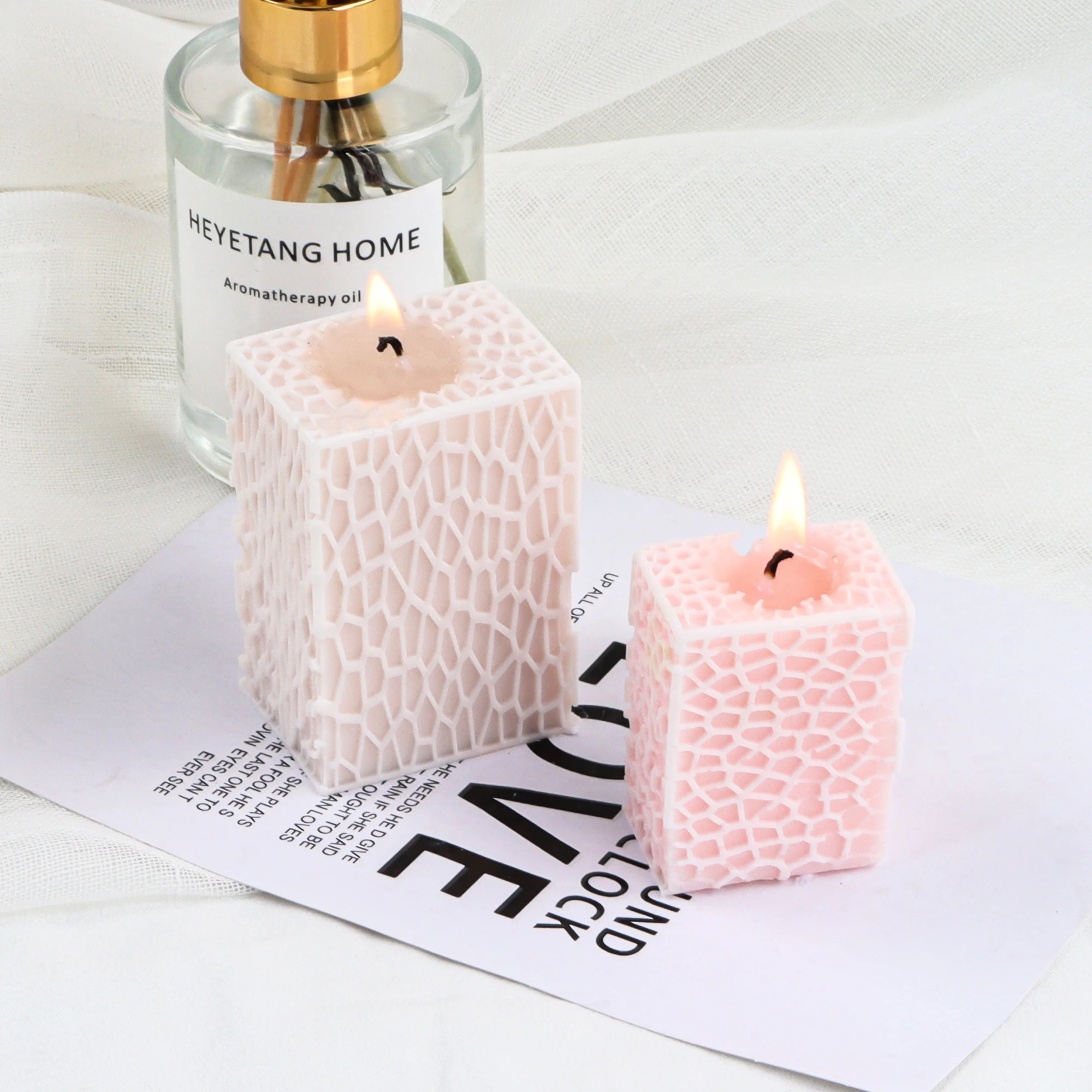 Форма для свечей креативная форма изготовления в виде сетки из кубовидной люфы