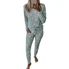 Пижамный комплект Женский, Повседневный, с принтом пентаграммы, блузка с длинным рукавом и штаны, домашняя одежда для сна, 2021