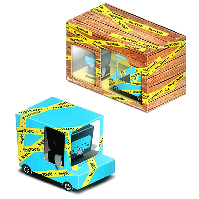 Деревянный ящик Ван автомобиля коробка Cubee украшения Складной Милый 3D Бумага