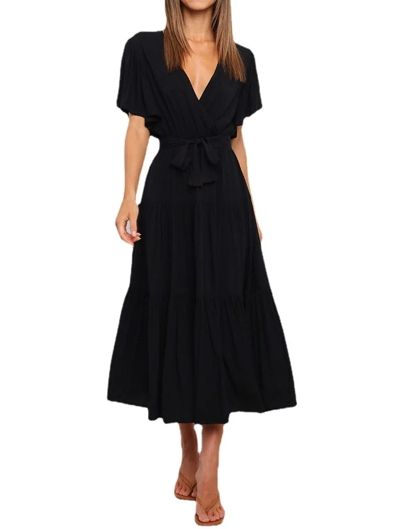 

Summer 2021 women's short-sleeved dress, long skirt, big skirt