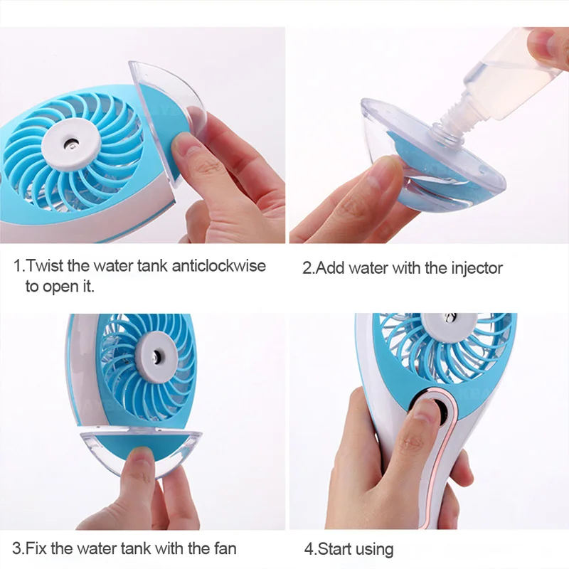 

KBAYBO Portable USB Fan Cooler Mini Handy Small USB Cooling Fan Desk Pocket water mist fan cooling air humidifier