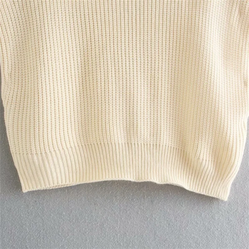 

Ladies 2021 Fashion Loose Stand Collar Sleeveless Knit Top with Shoulder Pads Women's Vest Streetwear