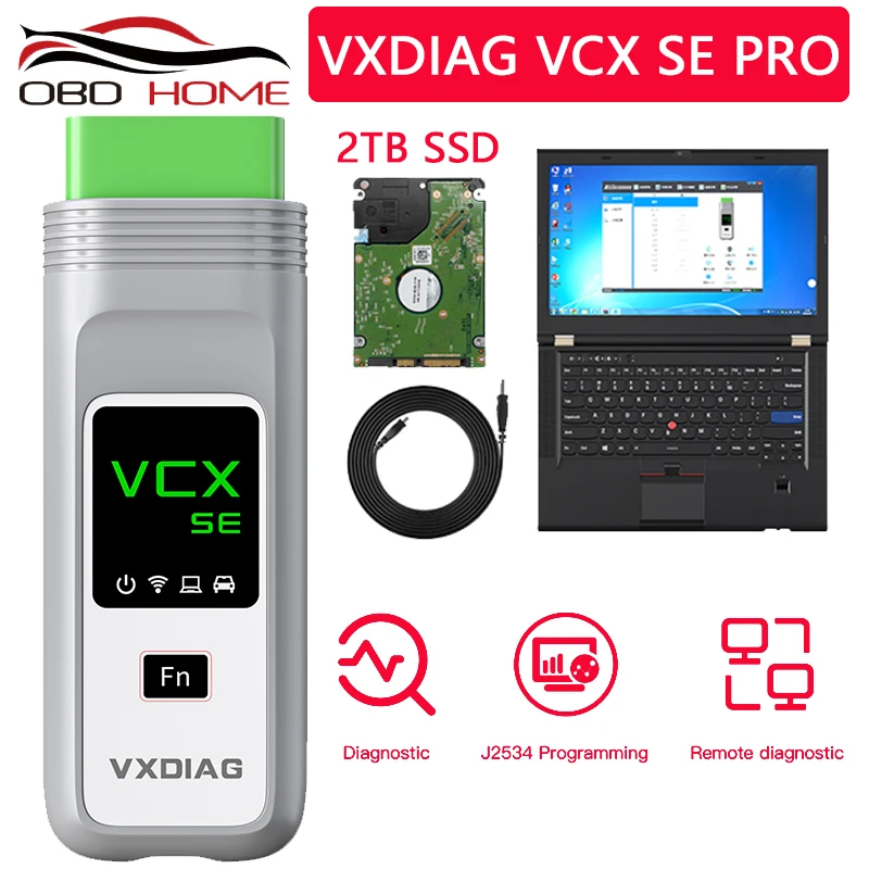 VXDAIG VCX SE PRO с ноутбуком 2 ТБ SSD OBD2 дистанционного DiagnosticTool J2534 программирования