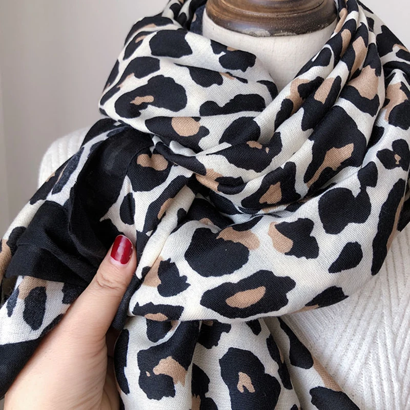 Элитный бренд зимний шарф Леопардовый для женщин Мягкий пашмины шаль и