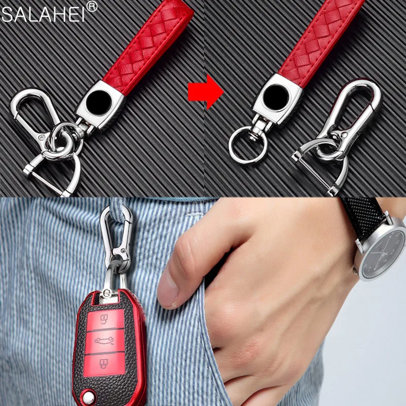 

New Arrival Leather+TPU Car Folding Key Case Full Cover Shell For Peugeot 3008 208 308 508 408 2008 407 307 4008 For Citroen C4