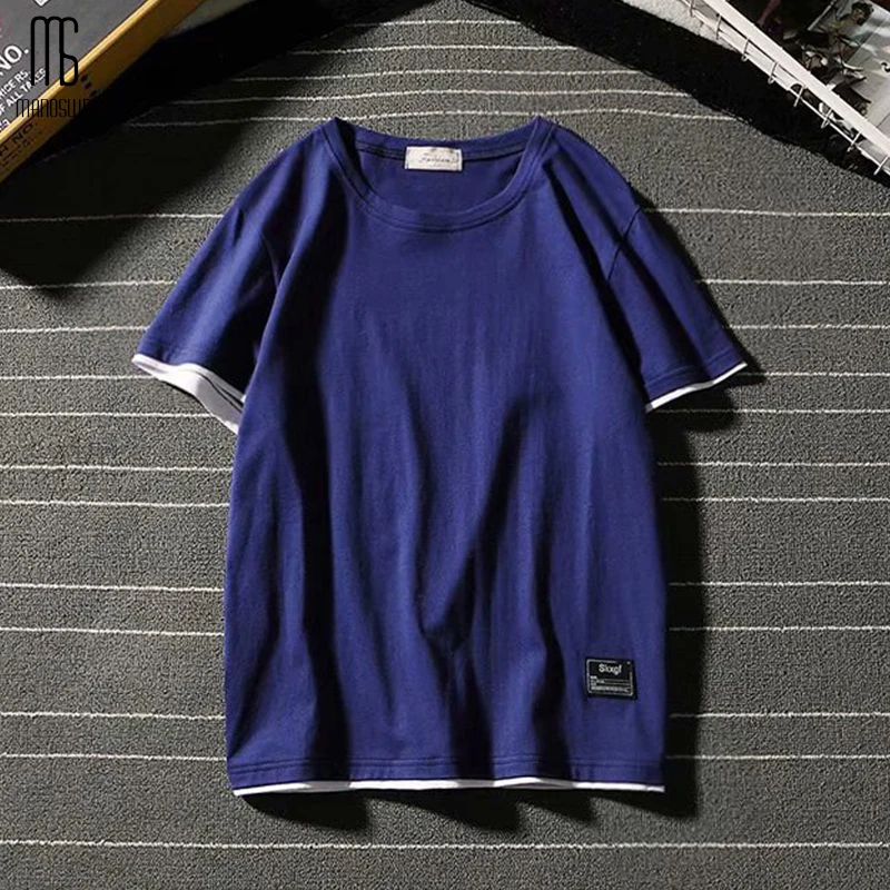 Manoswe/Летний однотонный пуловер с круглым воротником простая свободная футболка