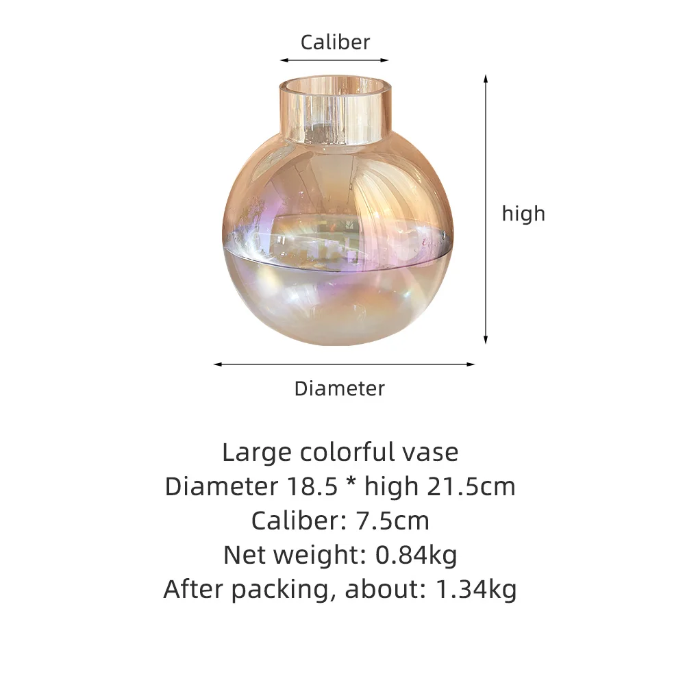 

Transparent Color Vase Round Nordic Home Decoration Accessories Living Room Bedroom Decoration Accessories Gifts Decoration Vase