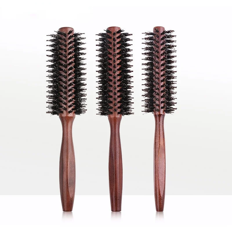 

Curly Hair Comb Pig Bristle Hair Comb Pear Blossom Inner Buckle Straight Dressing Modeling Cylinder Wooden