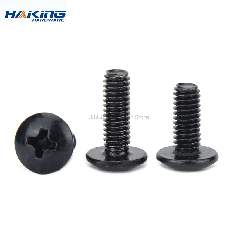 30/40Pcs M3 M4 TM Screws Phillips Truss Mushroom Head Screw Black Plated Electronic Carbon Steel Samll Screws