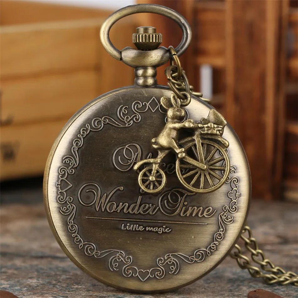 Тема подвеска Кролик бронзовые кварцевые карманные часы арабские цифры дисплей