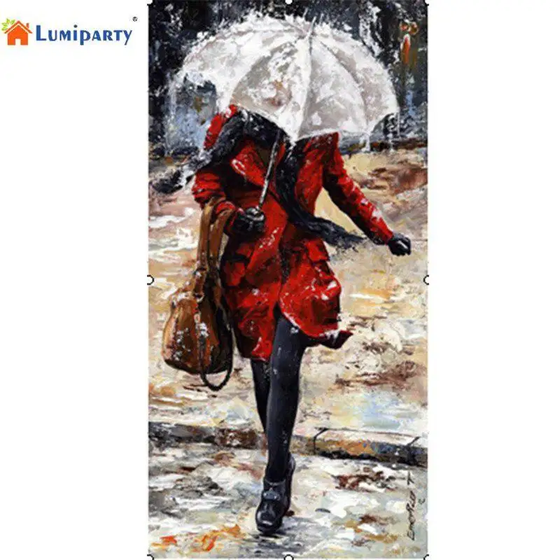 Картина Сделай Сам без рамки нарисованные картинки влюбленные под зонтиком