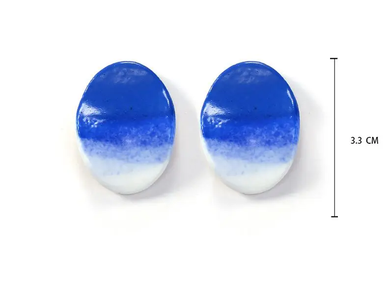 

Vintage Blue Water Drops shape Ceramics Stud Earrings for Women Ethnic Irregular Round Earrings Charm Personalizd Party Jewelry