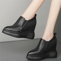 summer fashion sneakers women genuine leather wedges high heel pumps shoes female pointed toe platform ankle boots casual shoes