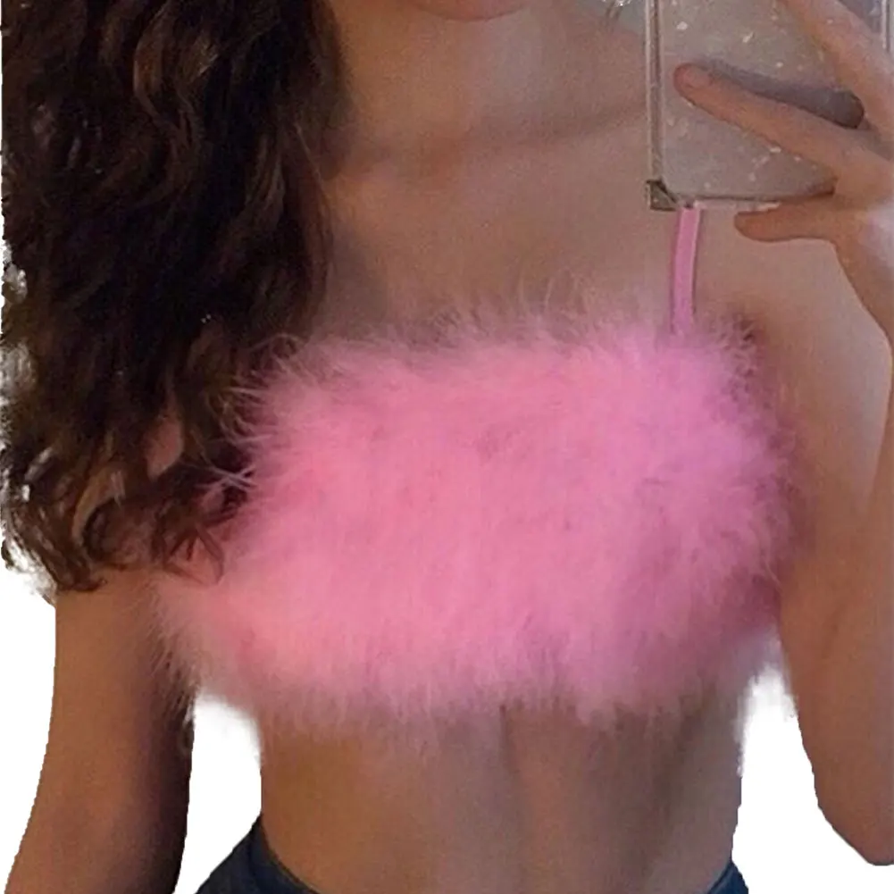 Женский укороченный топ без рукавов розовая уличная одежда из искусственного