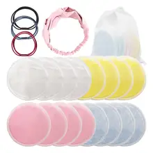 7/16Pcs/lot Reusable Cotton Pads Make up Facial Remover Double layer Wipe Pads Nail Art Cleaning Pads Washable with Laundry Bag
