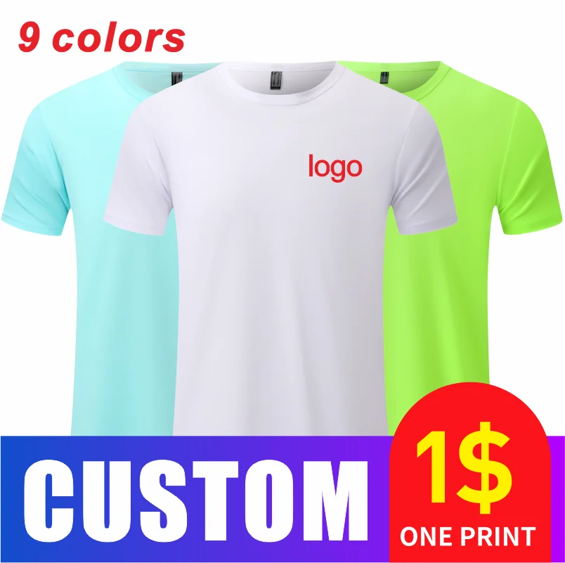 

Summer quick-drying round neck T-shirt custom printing embroidery bottoming shirt sports breathable 9 colors