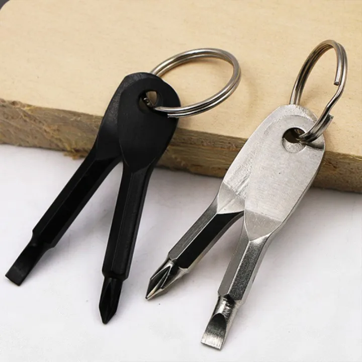 

EDC Screwdriver Stainless Steel Key Chain Ring Outdoor Portable Multifunctional Tool Keychain Screwdriver Flathead Head Keyring