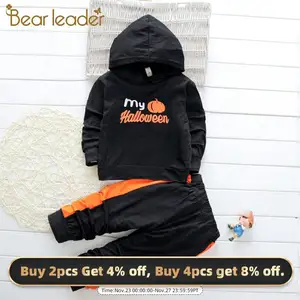 Bear LeaderПовседневная одежда на Хэллоуин для маленьких мальчиков и девочек детская футболка и штаны комплект из 2 предметов, хлопковый комплект одежды для малышей, весенний Детский костюм